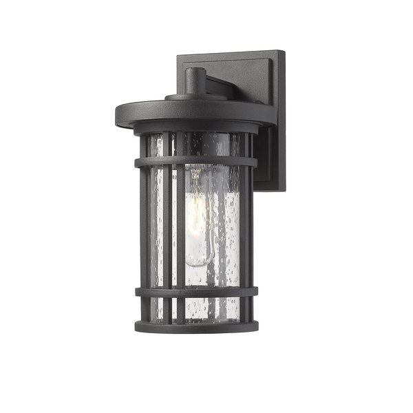 Z-Lite Jordan 1 Light Outdoor Wall Sconce, Black And Clear Seedy 570S-BK